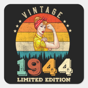 Adesivo Quadrado 81 Anos De Idade Dia 1944 Vintage 81ruas Mulheres 