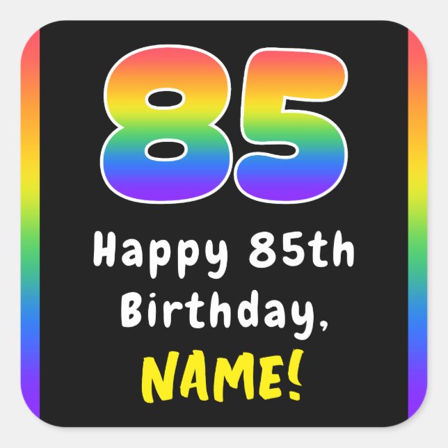 Adesivo Quadrado 85.º aniversário: Rainbow Spectrum # 85, Nome Pers (Frente)