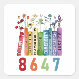 Adesivo Quadrado 8647 Sutil Anti-Trump Anti MAGA 86 47 LGBT Floral