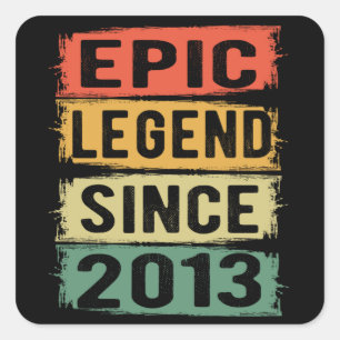 Adesivo Quadrado 8 Anos De Idade Dia 2013 Legenda Epic 8º Aniversár