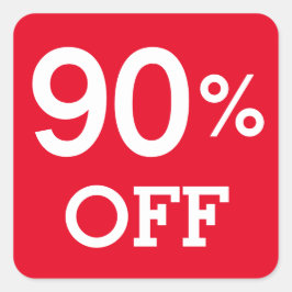 Adesivo Quadrado 90% 90% de desconto de venda branco e vermelho