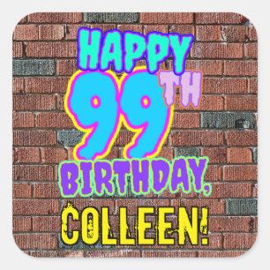 Adesivo Quadrado 99º Aniversário - Grafite Urbano Divertido Inspi