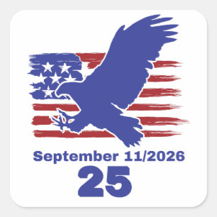 Adesivo Quadrado 9/11 25º Aniversário Nunca Esqueça Águia Americana