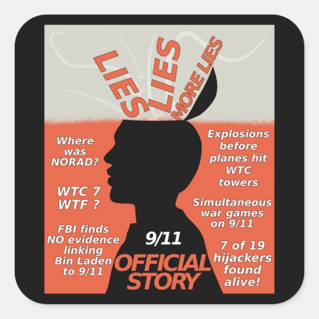 Adesivo Quadrado 9-11 Verdade da História Oficial (Frente)