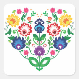 Adesivo Quadrado 💜9💓 Folk inspirou corações