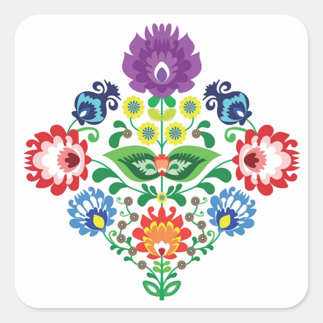 Adesivo Quadrado 💜9💓 Folk inspirou diamante (Frente)