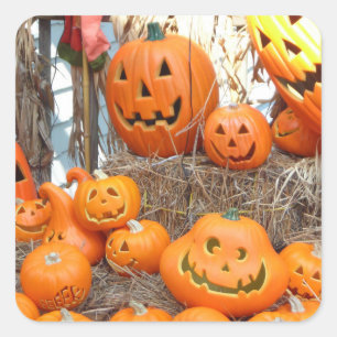 Adesivo Quadrado A abóbora do Halloween assusta arte assustadora