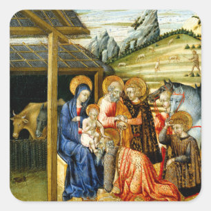 Adesivo Quadrado A Adoração do Magi por Giovanni di Paolo