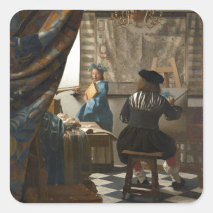 Adesivo Quadrado A arte da pintura por Johannes Vermeer