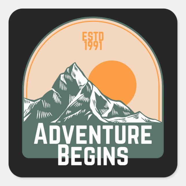 Adesivo Quadrado A Aventura Começa (Frente)