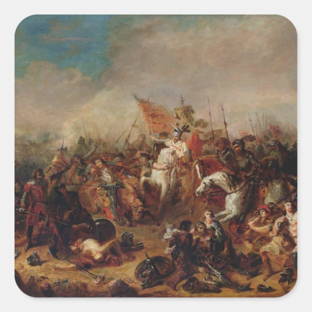 Adesivo Quadrado A Batalha de Hastings em 1066 (Frente)