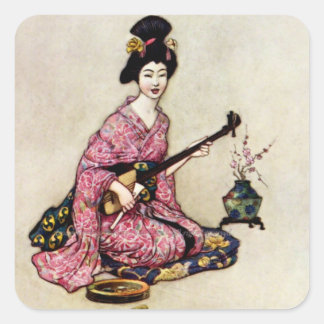 Adesivo Quadrado “A Bela Dançarina de Yedo” por Warwick Goble