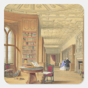 Adesivo Quadrado A biblioteca, castelo de Windsor, 1838 (litho da