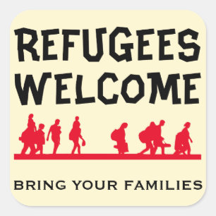 Adesivo Quadrado A boa vinda dos refugiados traz sua família
