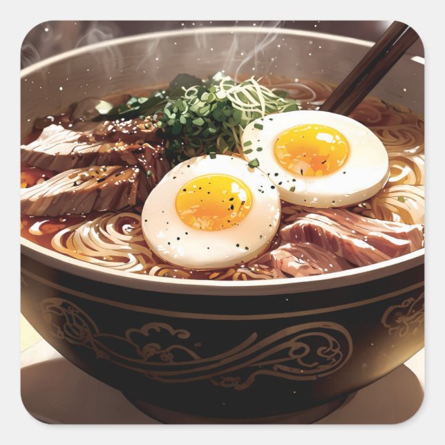 Adesivo Quadrado A bowl of noodles (Frente)