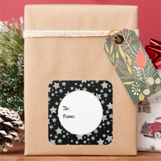 Adesivo Quadrado A brilho de prata brilha Estrelas padrão para De (Feriado)