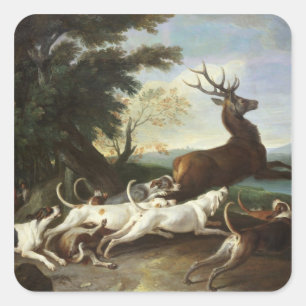 Adesivo Quadrado A caça dos cervos, 1718