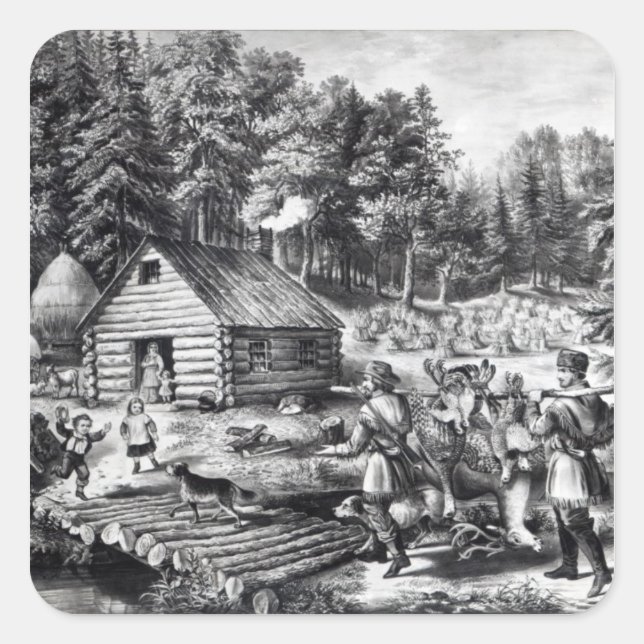 Adesivo Quadrado A casa do pioneiro na fronteira ocidental (Frente)