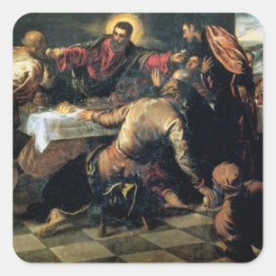 Adesivo Quadrado A ceia em Emmaus (óleo em canvas)