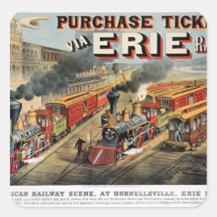 Adesivo Quadrado A cena Railway americana em Hornellsville