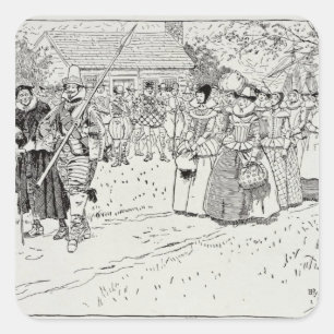 Adesivo Quadrado A chegada das jovens mulheres em Jamestown