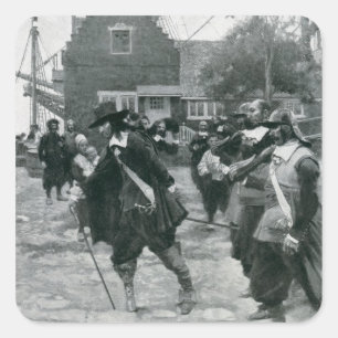 Adesivo Quadrado A chegada de Stuyvesant em New Amsterdam