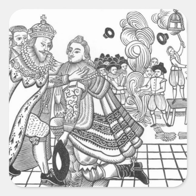 Adesivo Quadrado A Chegada de Sua Majestade Charles (1600-49) Prínc (Frente)