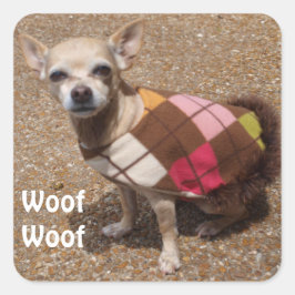 Adesivo Quadrado A chihuahua minúscula diz o Woof do Woof