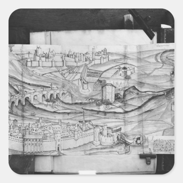 Adesivo Quadrado A cidade e a vila de Carcassonne, 1462 (Frente)