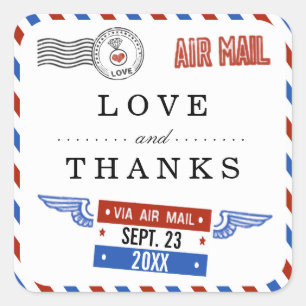 Adesivo Quadrado A coleção de casamento do Modern Airmail