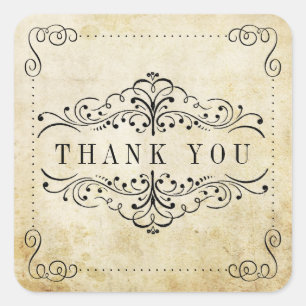 Adesivo Quadrado A coleção de Casamentos vintage Flourish do Orname