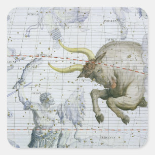 Adesivo Quadrado A constelação de Taurus, chapeia 2 'do atlas Coe