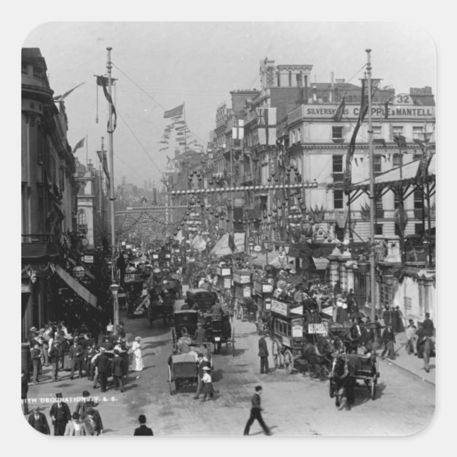 Adesivo Quadrado A costa Londres com decorações do jubileu (Frente)