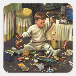 Adesivo Quadrado A criança esvazia bolsas