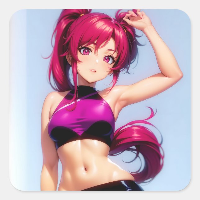 Adesivo Quadrado A cute anime girl (Frente)