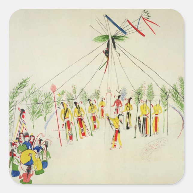 Adesivo Quadrado A dança do Sol Shoshone (pigmento no muslin) (Frente)