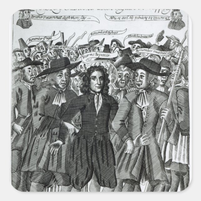 Adesivo Quadrado A detenção do juiz Jeffreys 1689 (Frente)