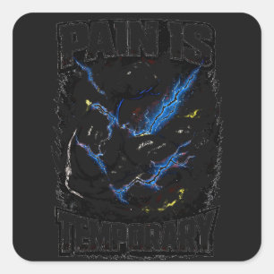 Adesivo Quadrado A Dor é Temporária – Mentalidade de Ginásio de Res