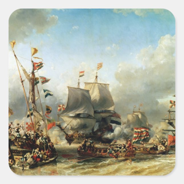 Adesivo Quadrado A Embarque de Ruyter e William de Witt (Frente)