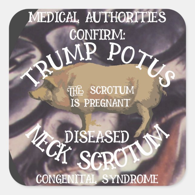 ADESIVO QUADRADO A ESCÓRIA DO PESCOÇO DA TRUMP CONFIRMADA ESTÁ GRÁV (Frente)