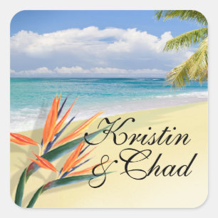 Adesivo Quadrado A ESMERALDA MOLHA o casamento de praia tropical
