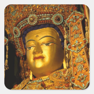 Adesivo Quadrado A estátua gildada do Buda Jowo, Templo Jokhang,