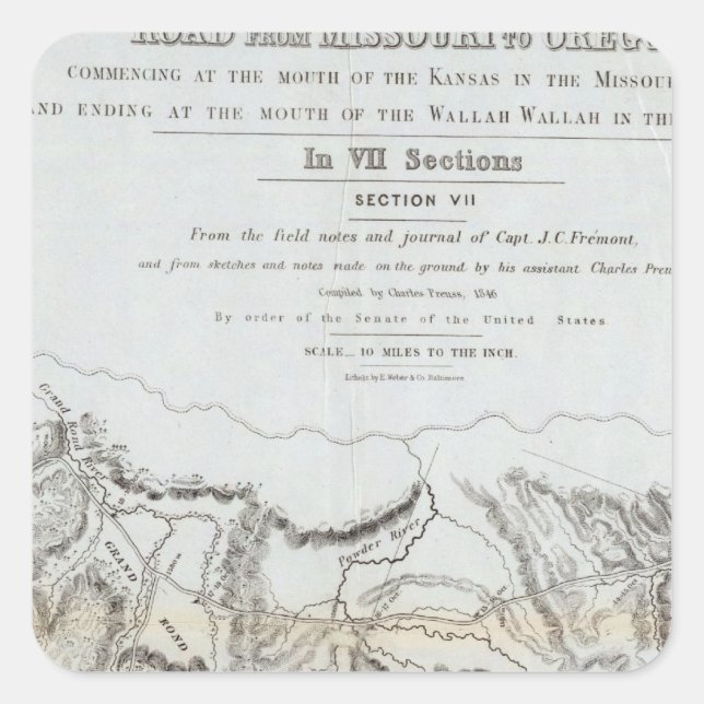 Adesivo Quadrado A estrada do Missouri para Oregon (Frente)