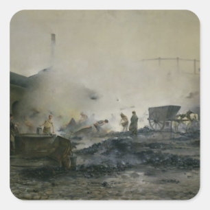Adesivo Quadrado A fábrica do gás em Courcelles, 1884