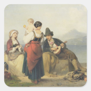 Adesivo Quadrado A família napolitana, 1865 (óleo no painel)
