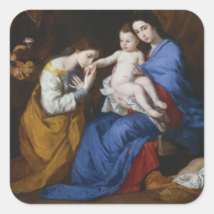 Adesivo Quadrado A família santamente com santos Anne e Catherine