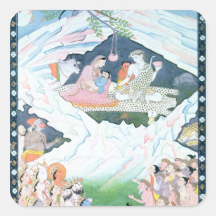 Adesivo Quadrado A família santamente de Shiva e de Parvati