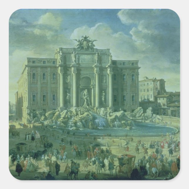 Adesivo Quadrado A Fonte Trevi em Roma, 1753-56 (Frente)