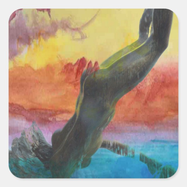 Adesivo Quadrado A garota e o golfinho (Frente)