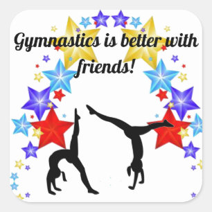 Adesivo Quadrado A ginástica é melhor com amigos Sticker